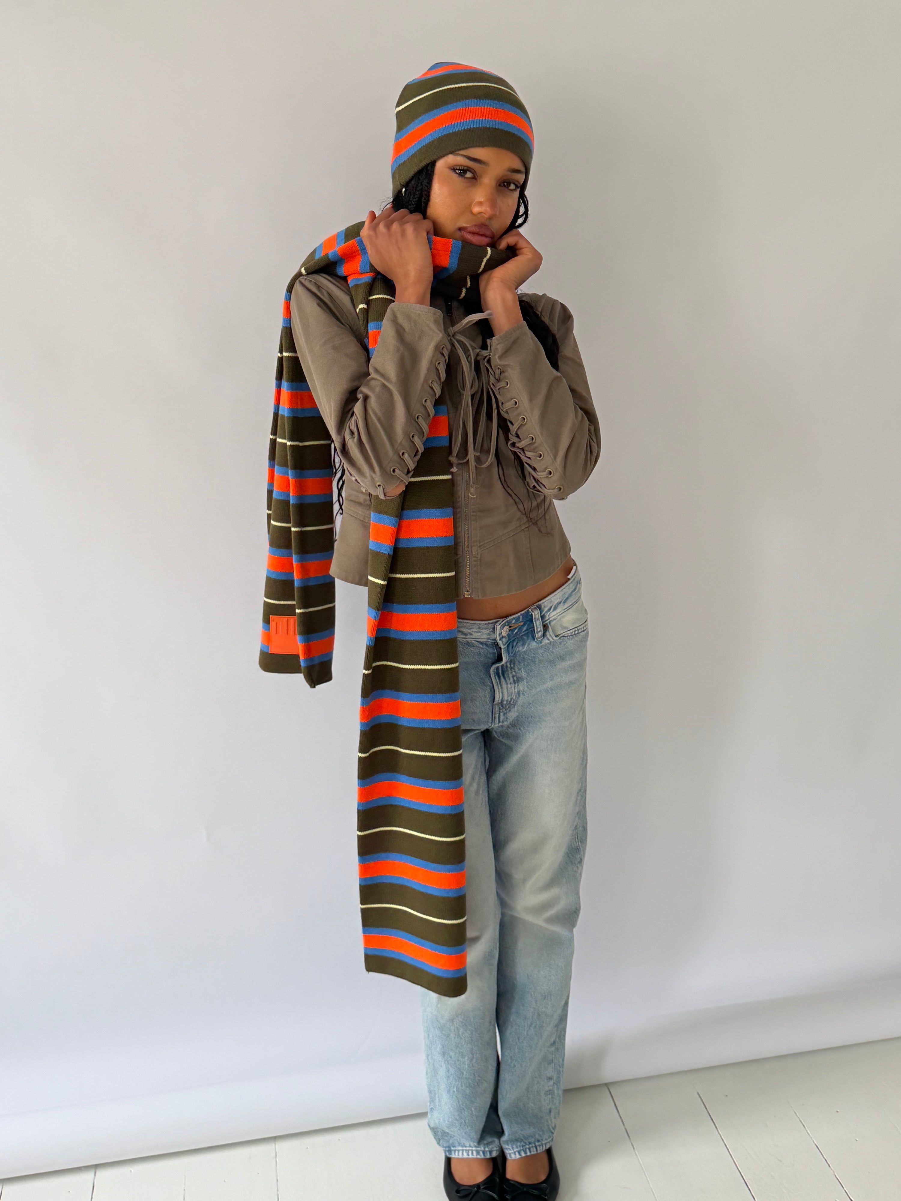 Striped Scarf - Khaki