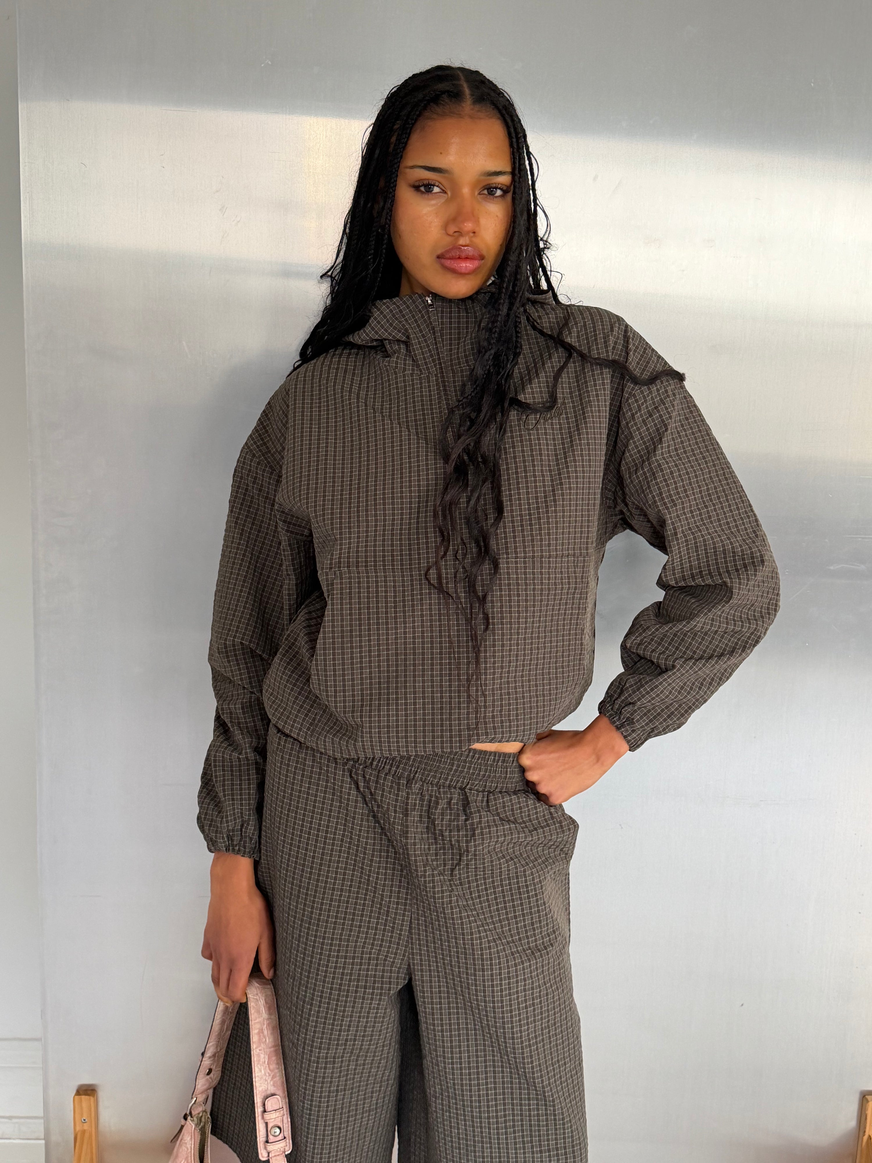 Checked Anorak - Brown