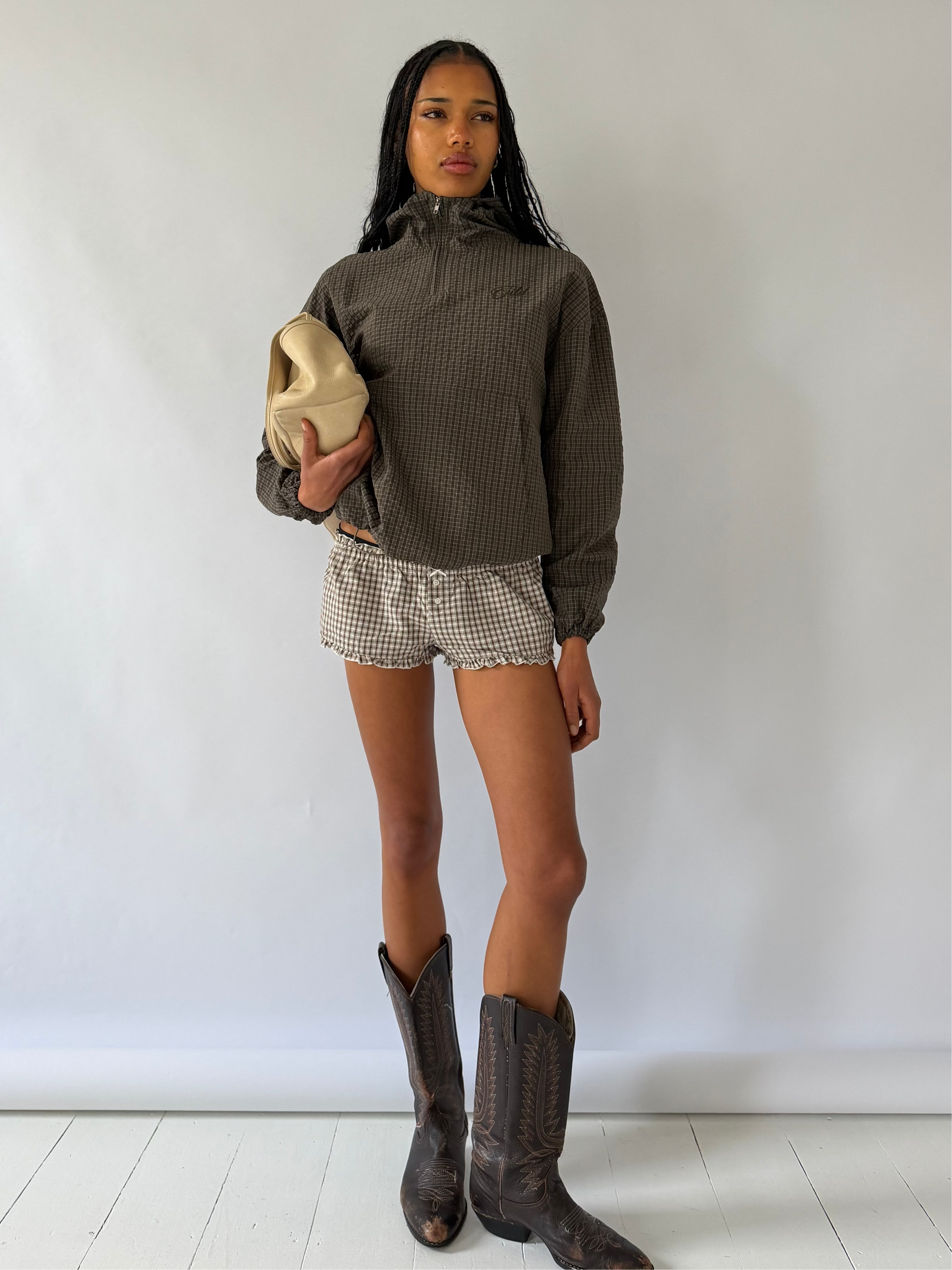 Checked Anorak - Brown