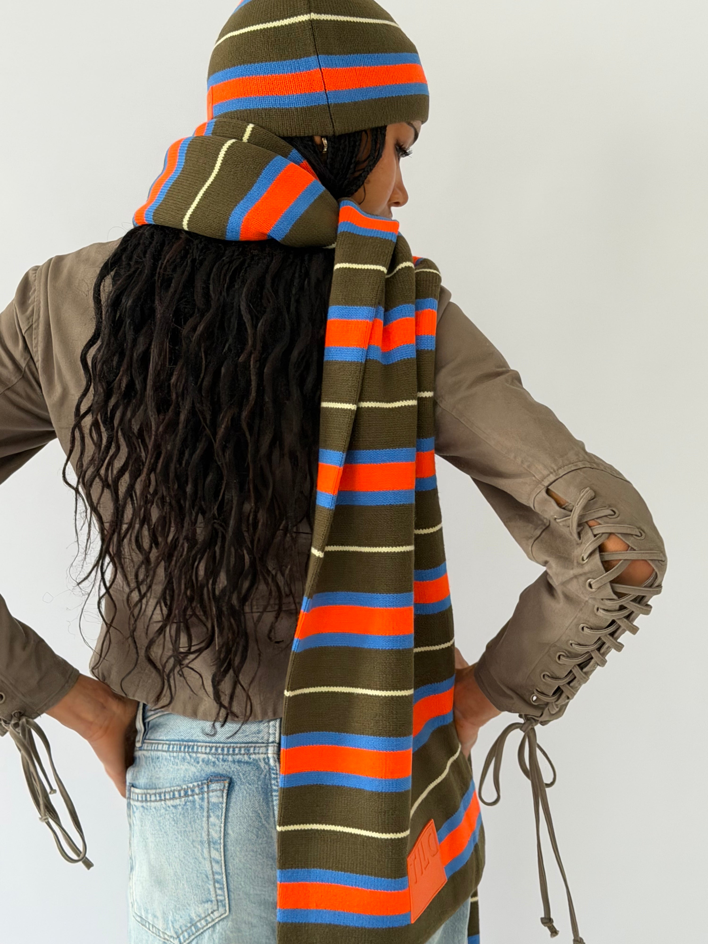 Striped Scarf - Khaki