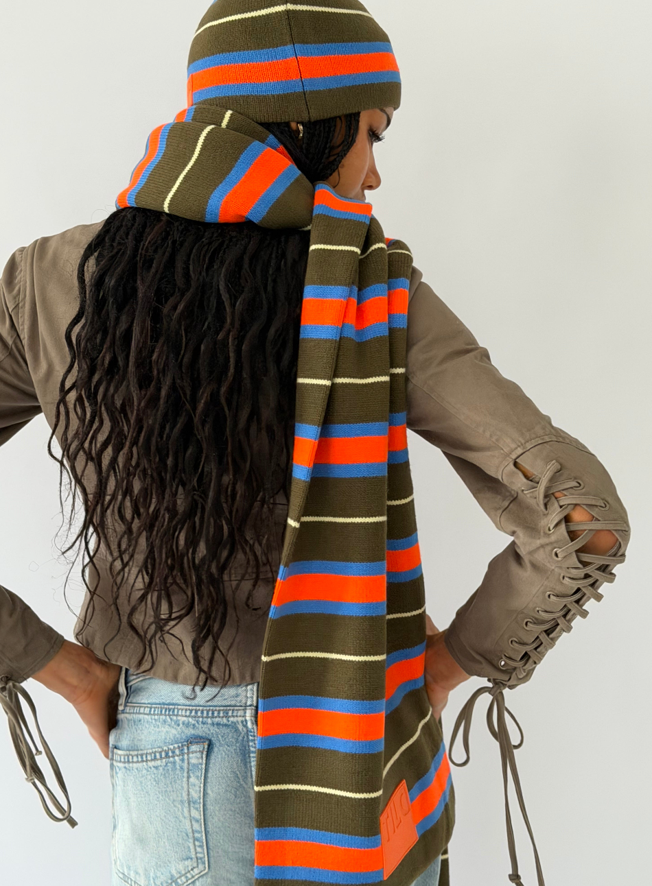 Striped Scarf - Khaki